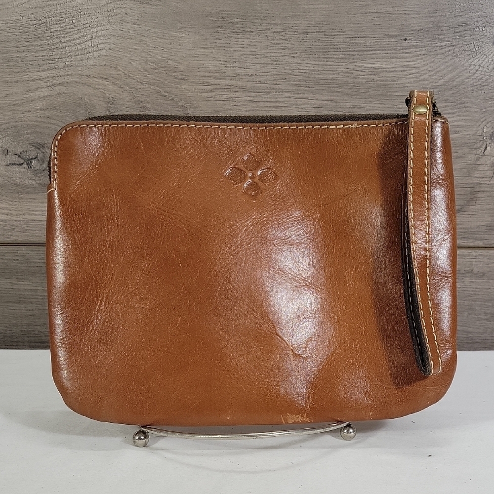 Patricia Nash Brown Leather Wristlet Clutch